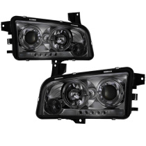 Dodge Charger 06-10 Strålkastare (Ej Kompatibel Med Xenon/HID Modeller) - LED Halo Röktonade Spyder Auto